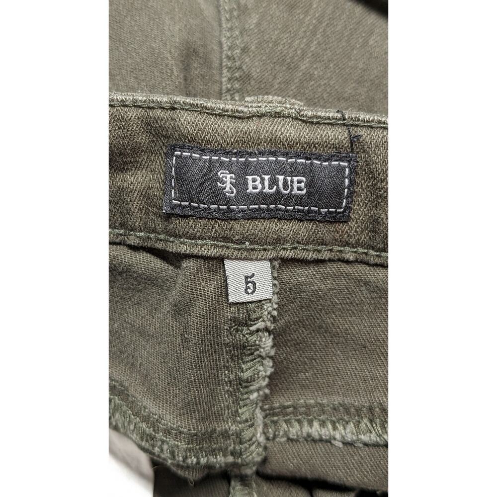 STS Blue Olive Green Distressed Denim Shorts Frayed Hem Cutoff Jean Low Rise 5 - Picture 4 of 5
